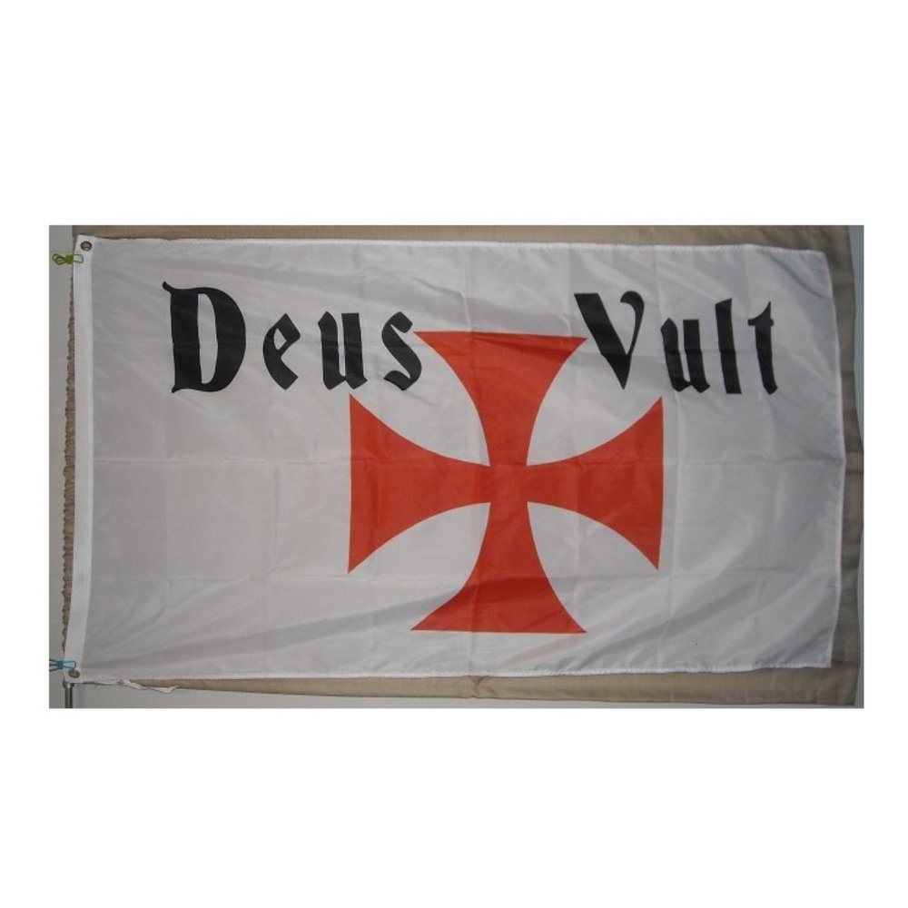 Deus Vult 3'x5' White Horizontal Flag Banner Crusades Templar Teutonic Knights